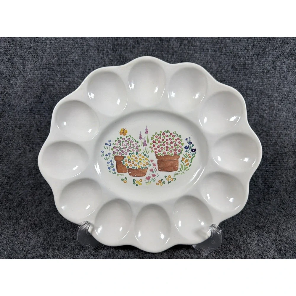 Treasure Craft Garden Walk Deviled Egg Platter Cottage Core